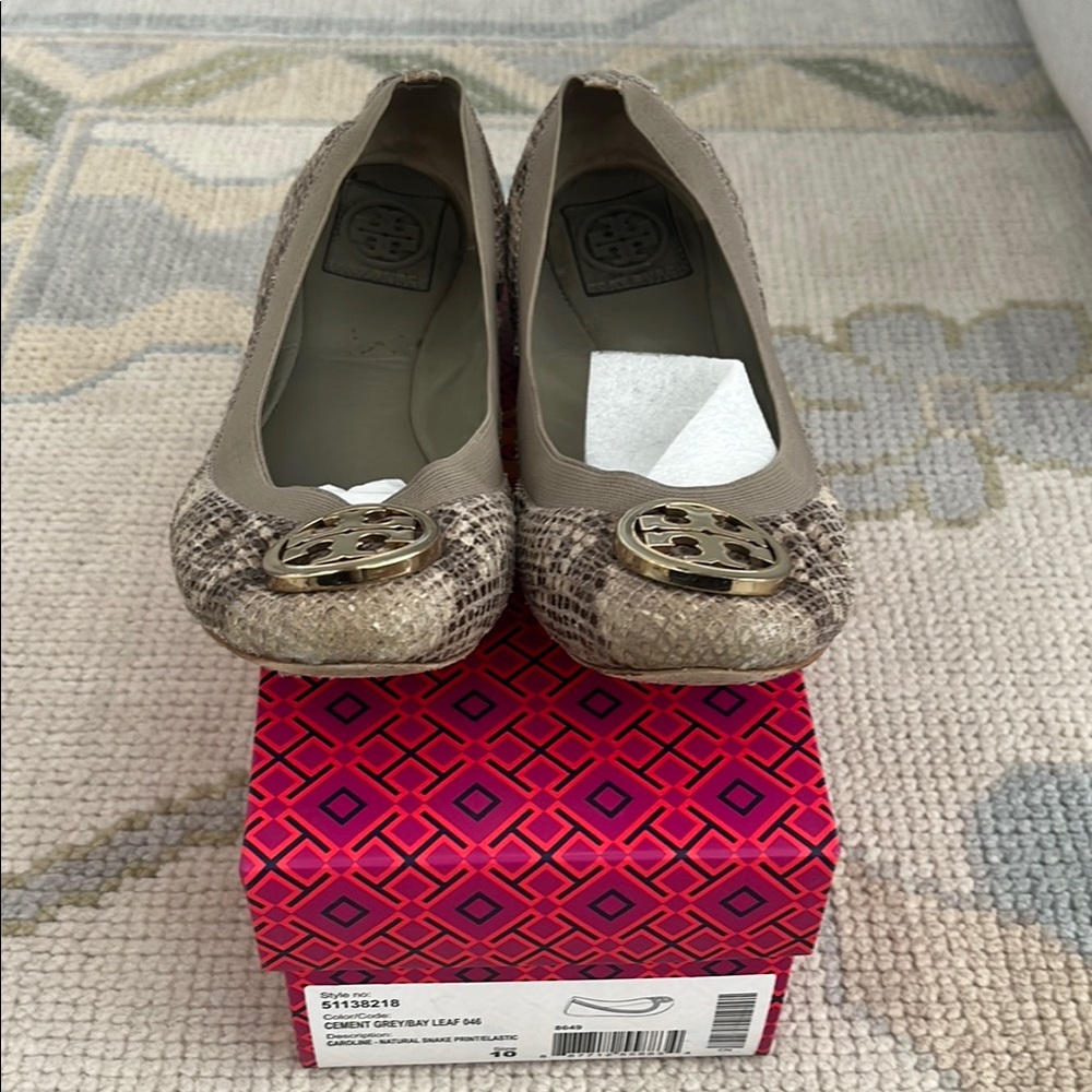 Tory Burch Women's Snakeskin Ballet Flats - Tan